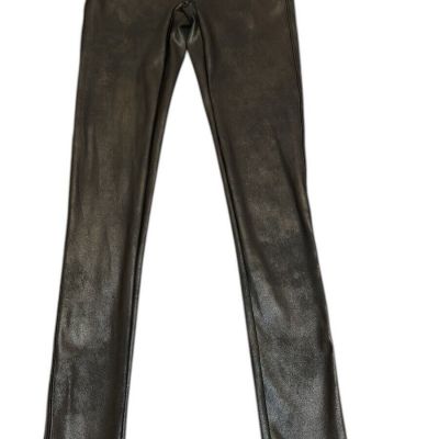 Spanx XS Faux Leather Slimming Black Leggings High-Waisted Shapewear. Matte